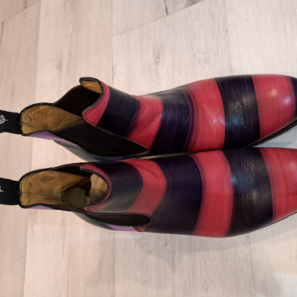 John Fluevog Red and Purple Ankle Boots - Picture 3 of 7